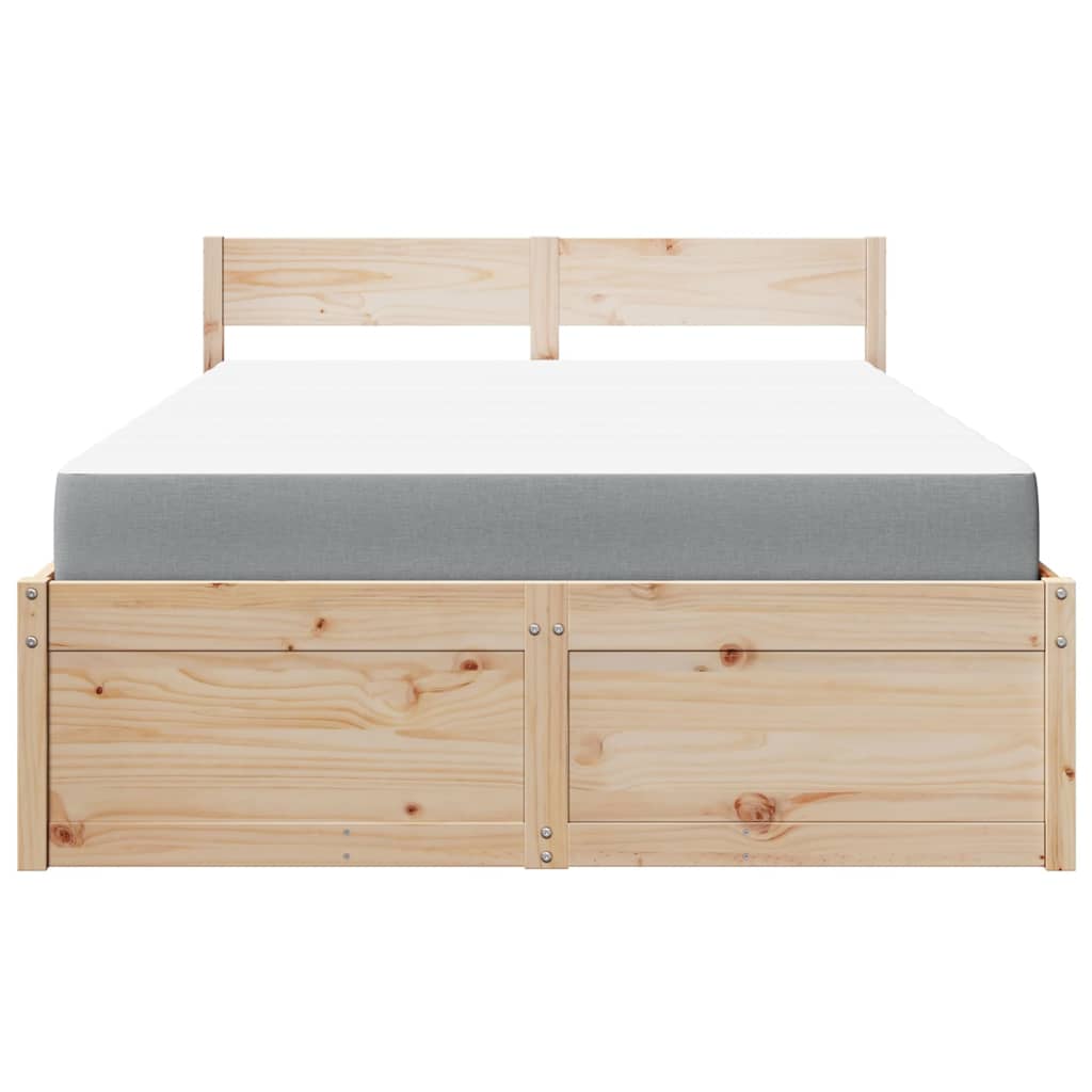 Lit avec tiroirs et matelas 140x190 cm bois massif de pin