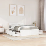 Lit avec tiroirs et matelas blanc 140x190 cm bois massif de pin