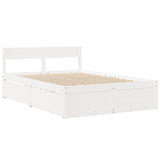 Lit avec tiroirs et matelas blanc 140x190 cm bois massif de pin