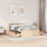 Lit avec tiroirs et matelas 120x190 cm bois massif de pin