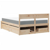 Lit avec tiroirs et matelas 120x190 cm bois massif de pin