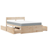 Lit avec tiroirs et matelas 120x190 cm bois massif de pin