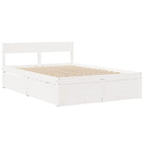 Lit avec tiroirs et matelas blanc 120x190 cm bois massif de pin