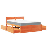 Lit avec tiroirs/matelas cire marron 120x190 cm bois massif pin