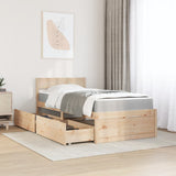 Lit avec tiroirs et matelas 90x190 cm bois massif de pin