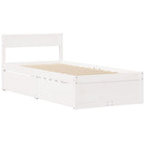 Lit avec tiroirs et matelas blanc 90x190 cm bois massif de pin