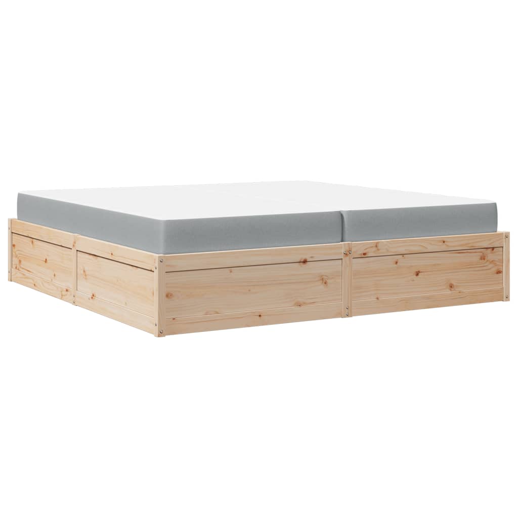 Lit avec matelas 200x200 cm bois massif de pin