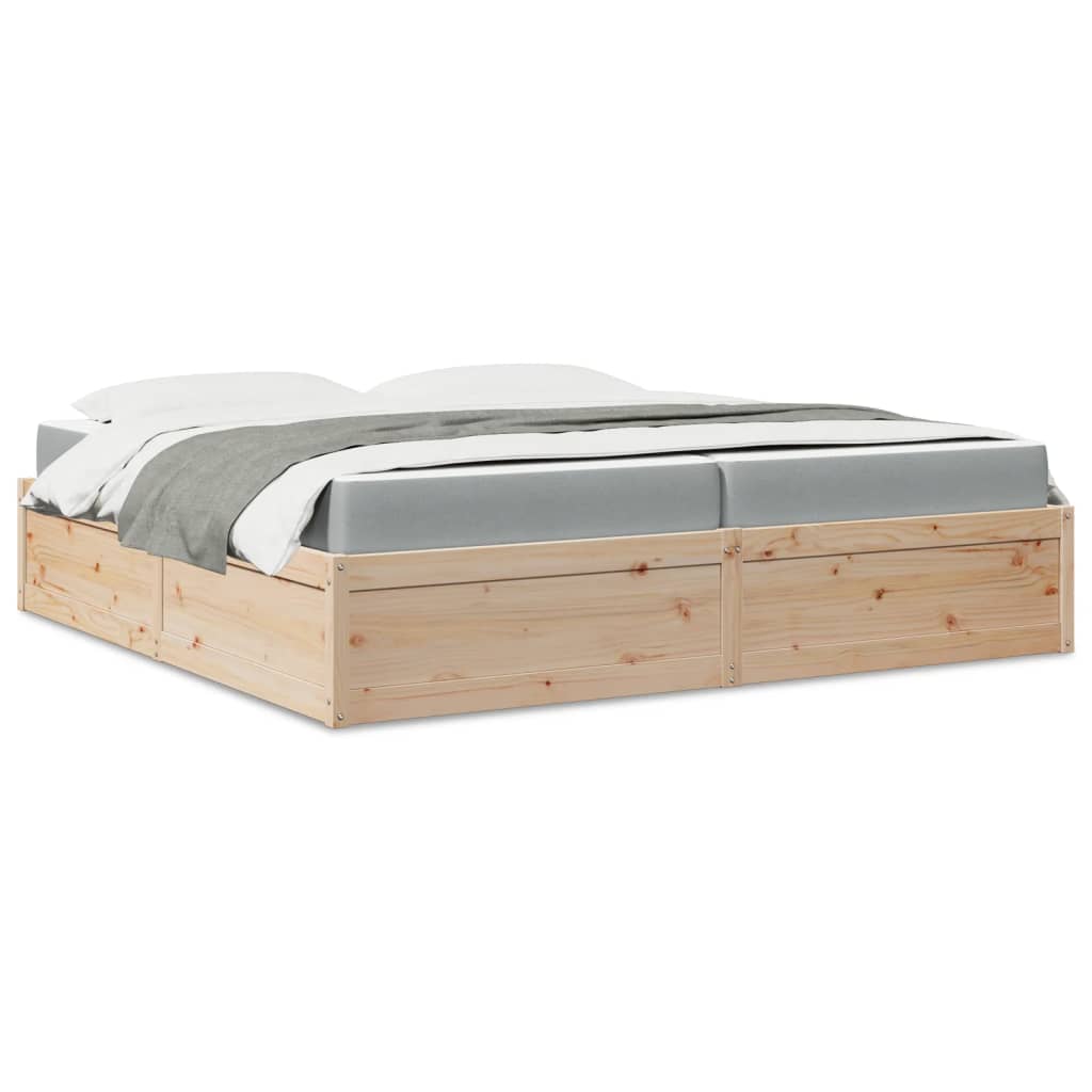 Lit avec matelas 200x200 cm bois massif de pin