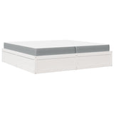 Lit avec matelas blanc 200x200 cm bois massif de pin