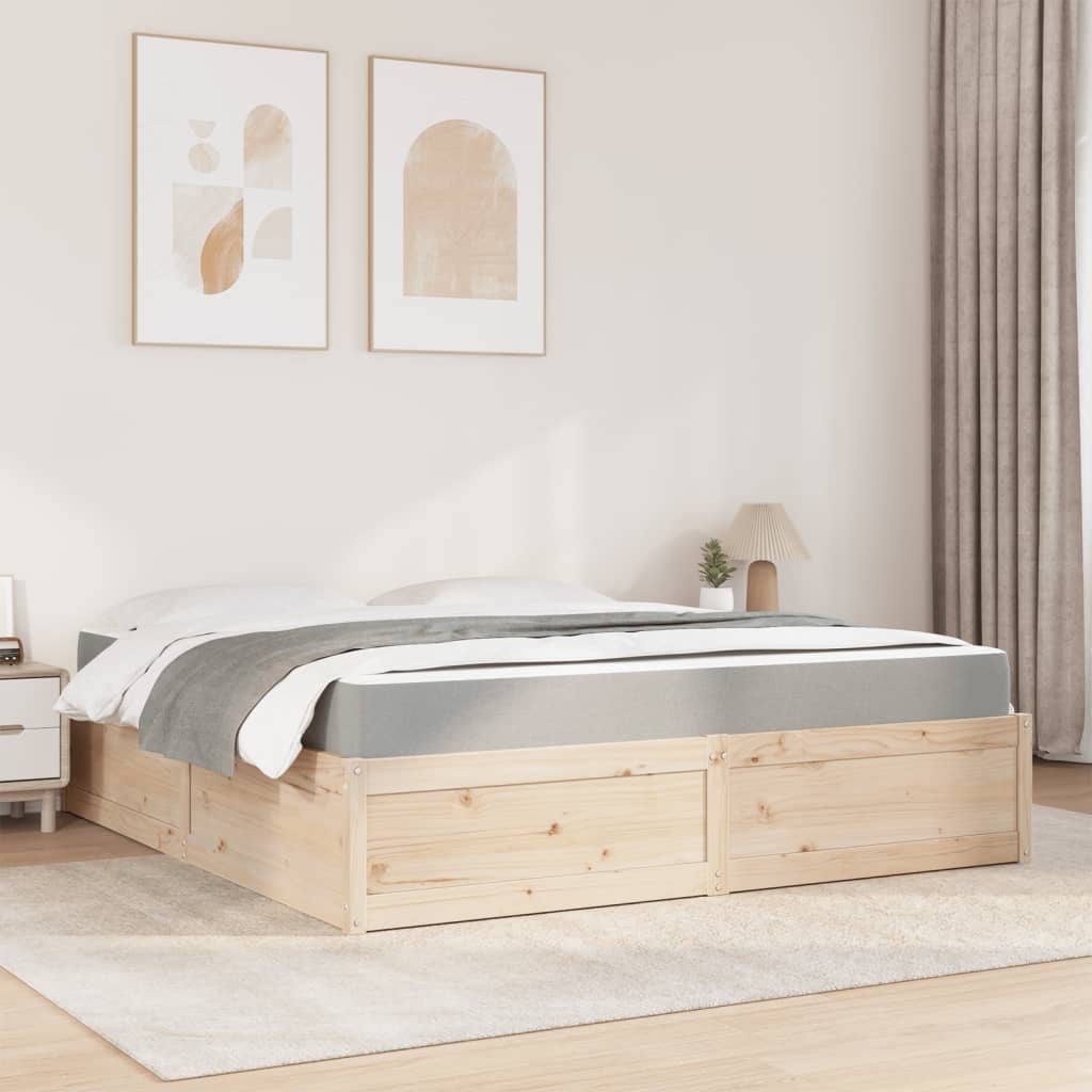 Lit avec matelas 180x200 cm bois massif de pin