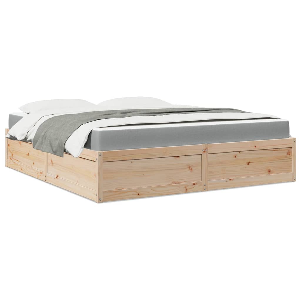 Lit avec matelas 180x200 cm bois massif de pin