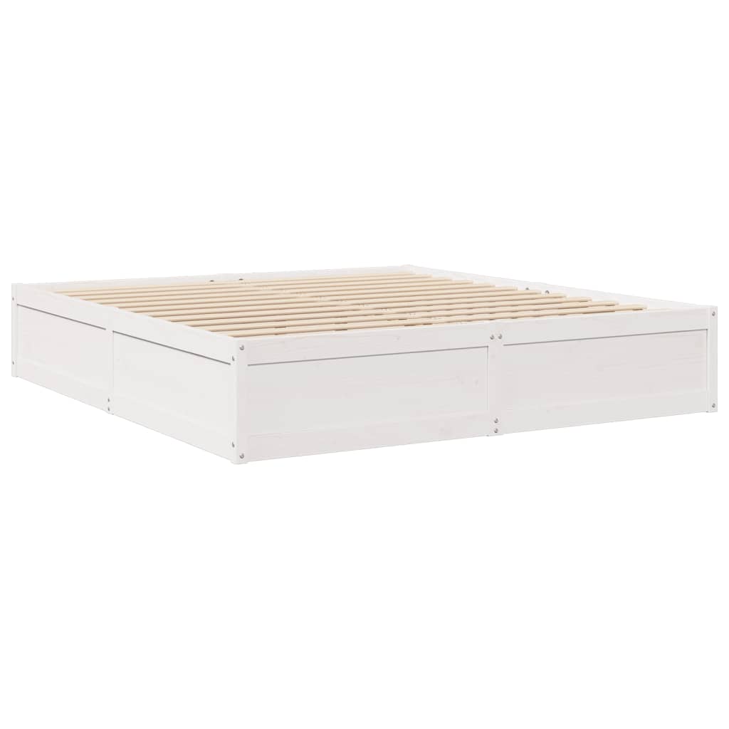 Lit avec matelas blanc 180x200 cm bois massif de pin