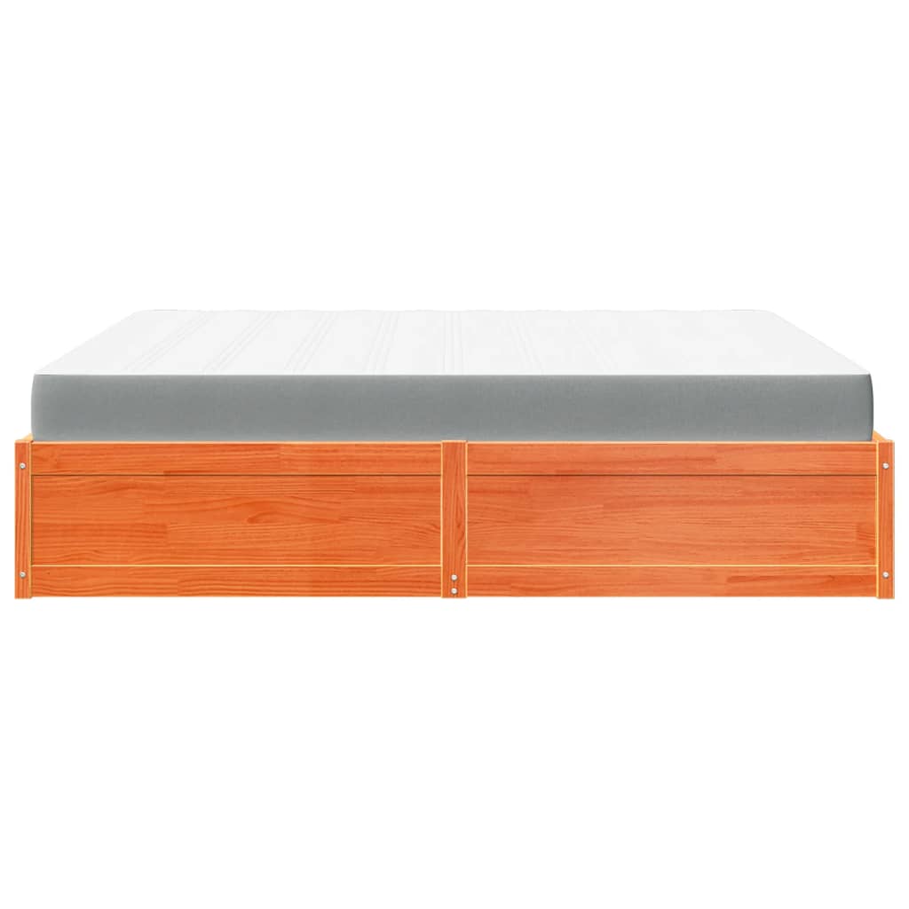 Lit avec matelas cire marron 180x200 cm bois massif de pin