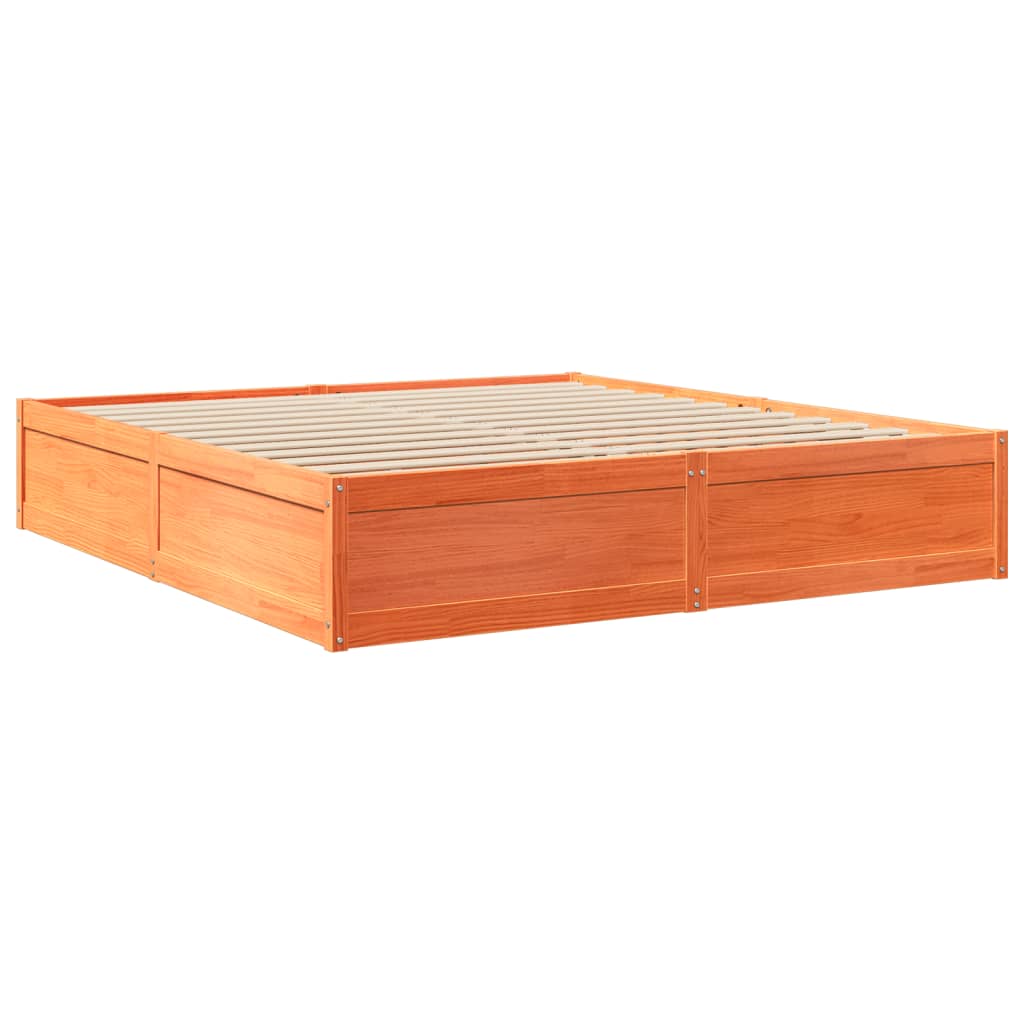 Lit avec matelas cire marron 180x200 cm bois massif de pin