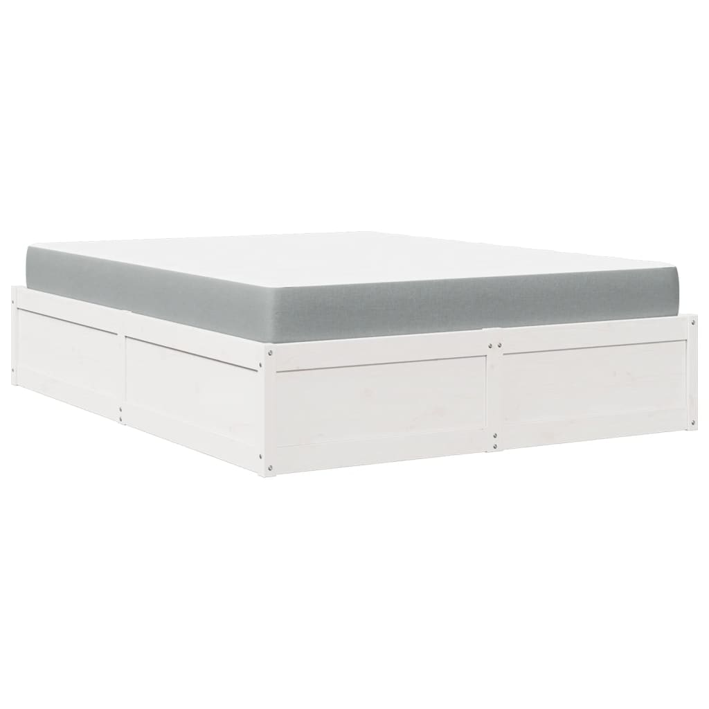 Lit avec matelas blanc 160x200 cm bois de pin massif