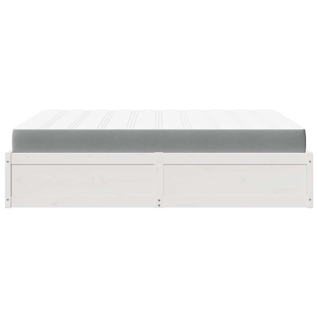 Lit avec matelas blanc 160x200 cm bois de pin massif