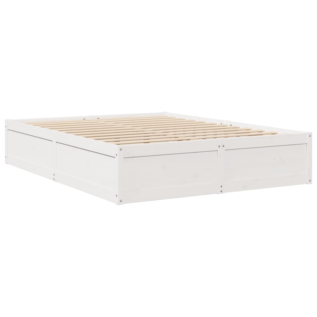 Lit avec matelas blanc 160x200 cm bois de pin massif