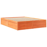 Bed with brown wax mattress 160x200 cm solid pine wood