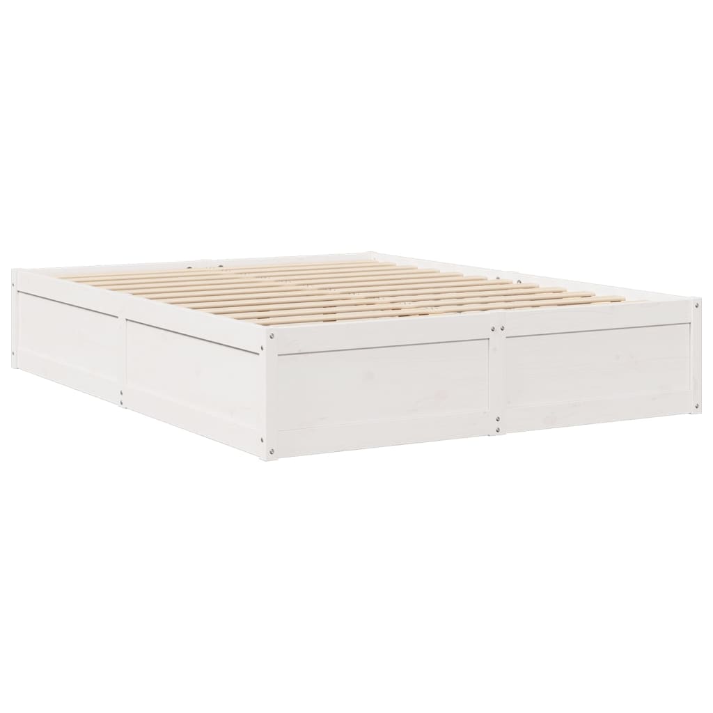 Lit avec matelas blanc 140x200 cm bois massif de pin