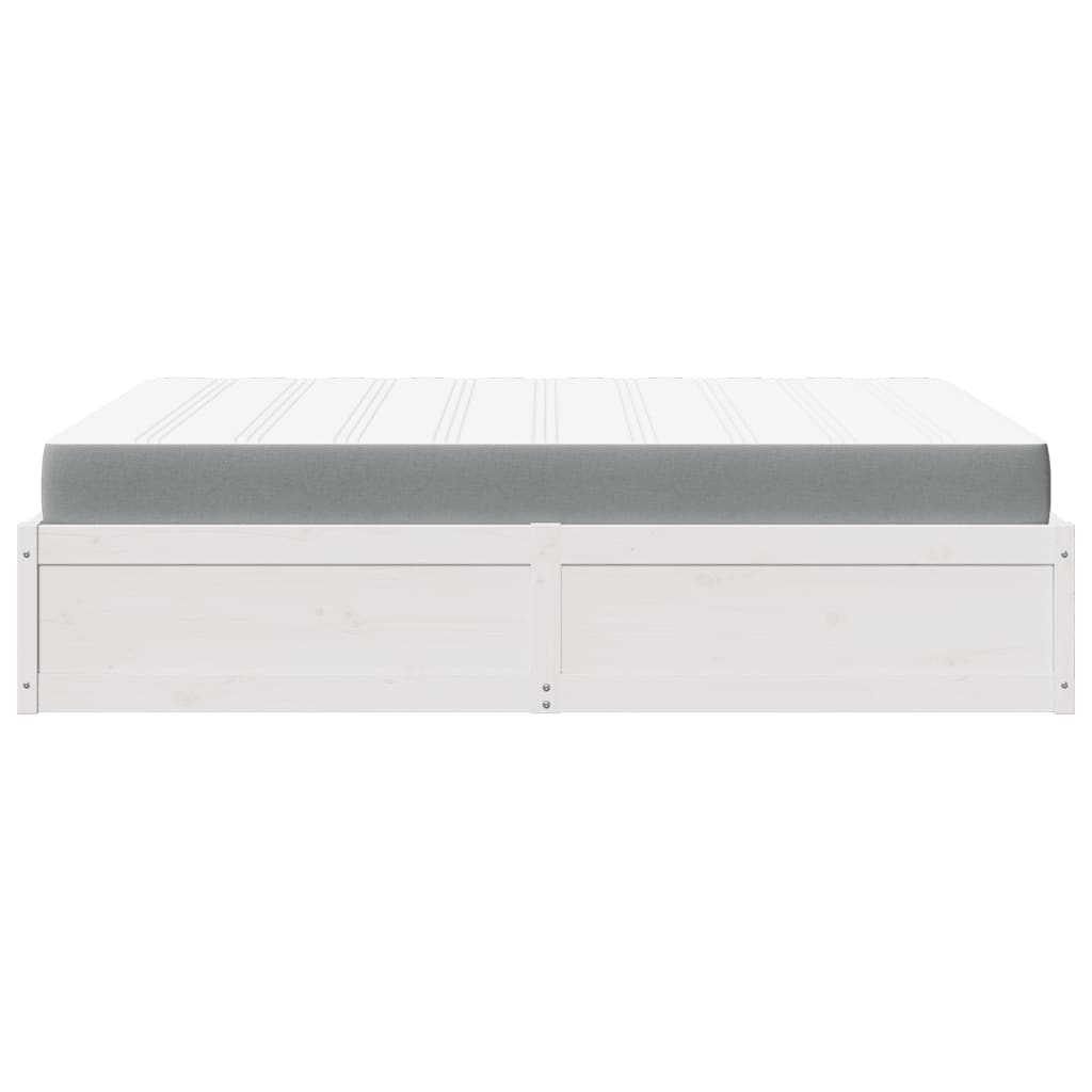 Lit avec matelas blanc 140x200 cm bois massif de pin