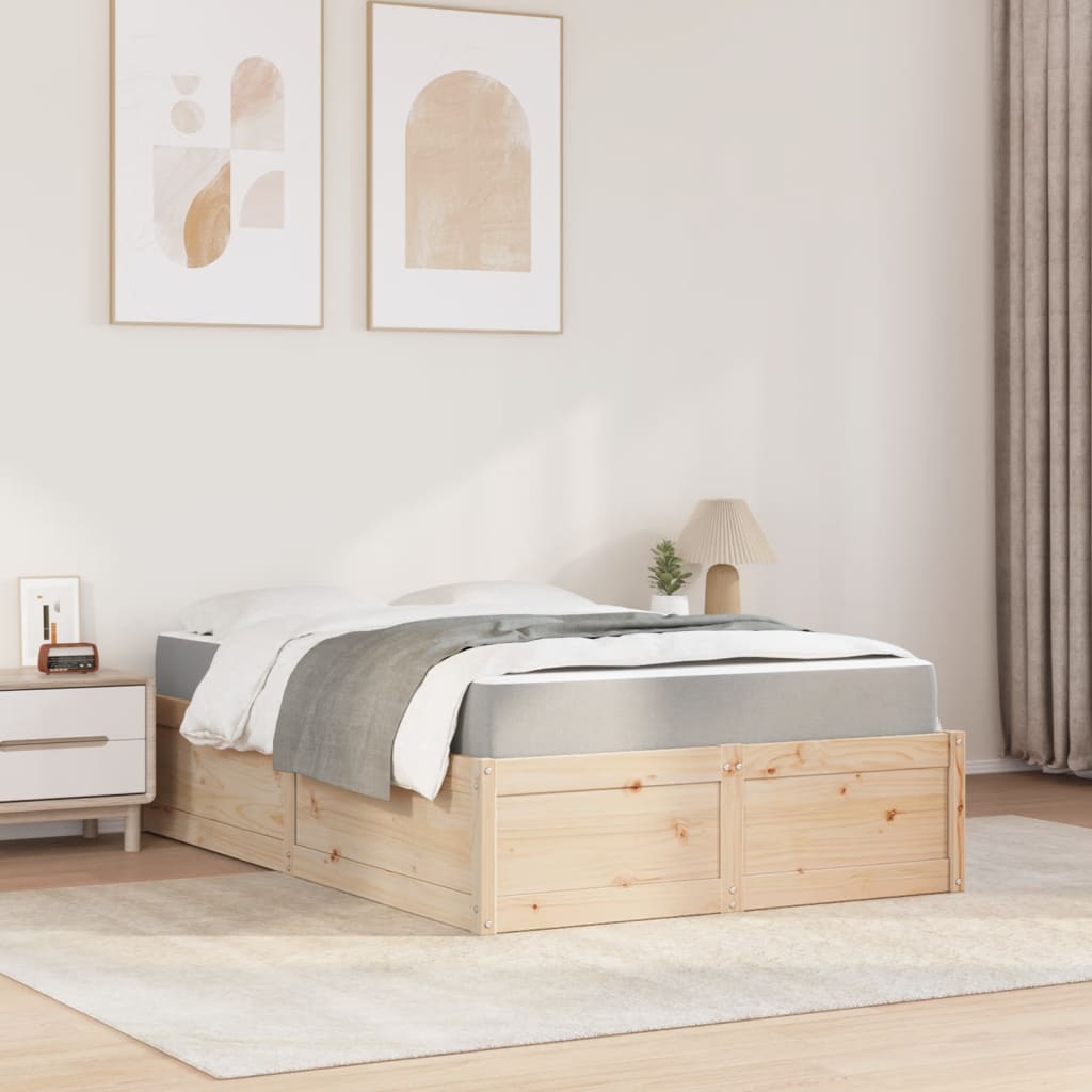 Lit avec matelas 120x200 cm bois massif de pin