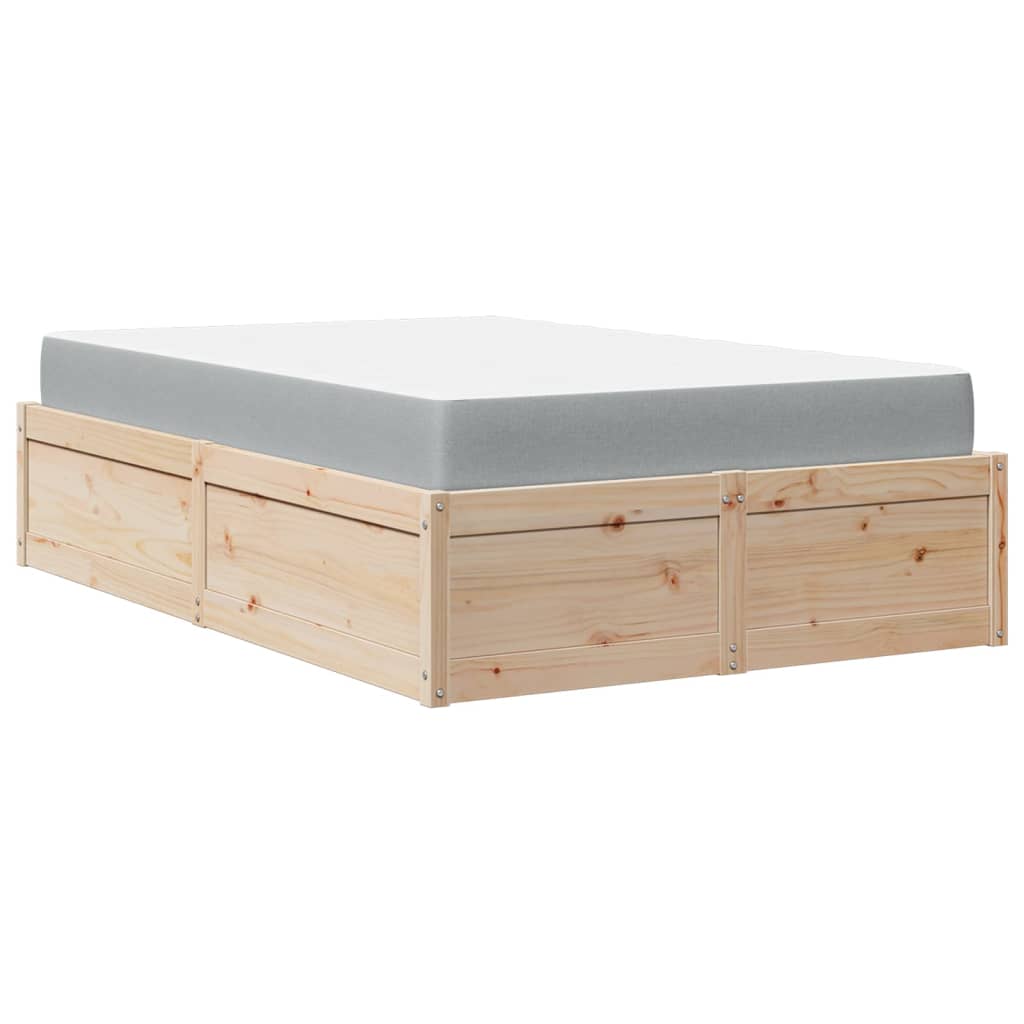 Lit avec matelas 120x200 cm bois massif de pin