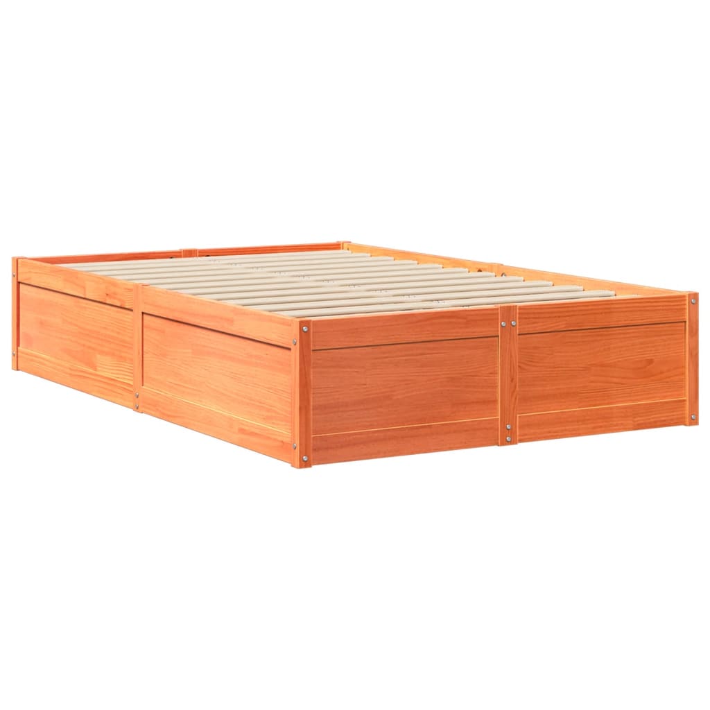 Lit avec matelas cire marron 120x200 cm bois massif de pin