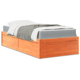 Lit avec matelas cire marron 100x200 cm bois massif de pin