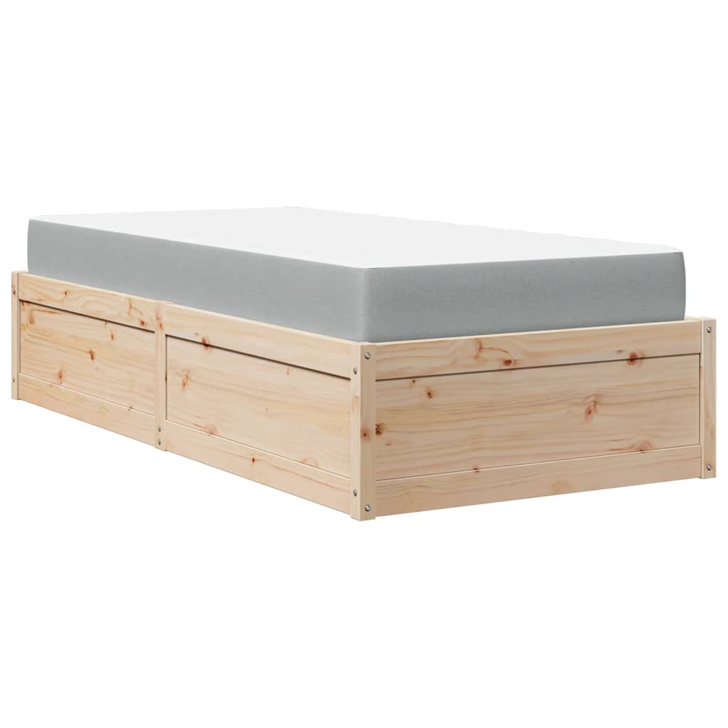 Lit avec matelas 90x200 cm bois massif de pin