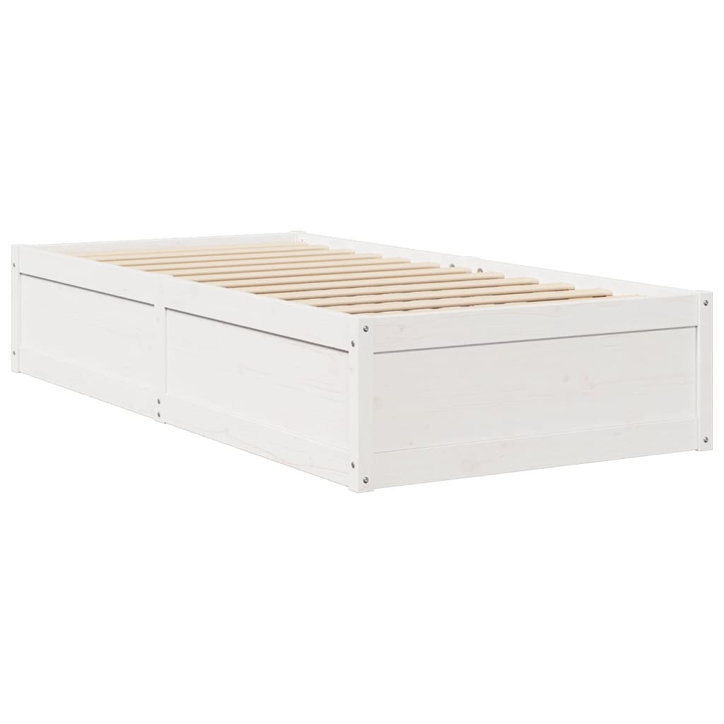 Lit avec matelas blanc 90x200 cm bois massif de pin