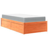 Lit avec matelas cire marron 90x200 cm bois massif de pin