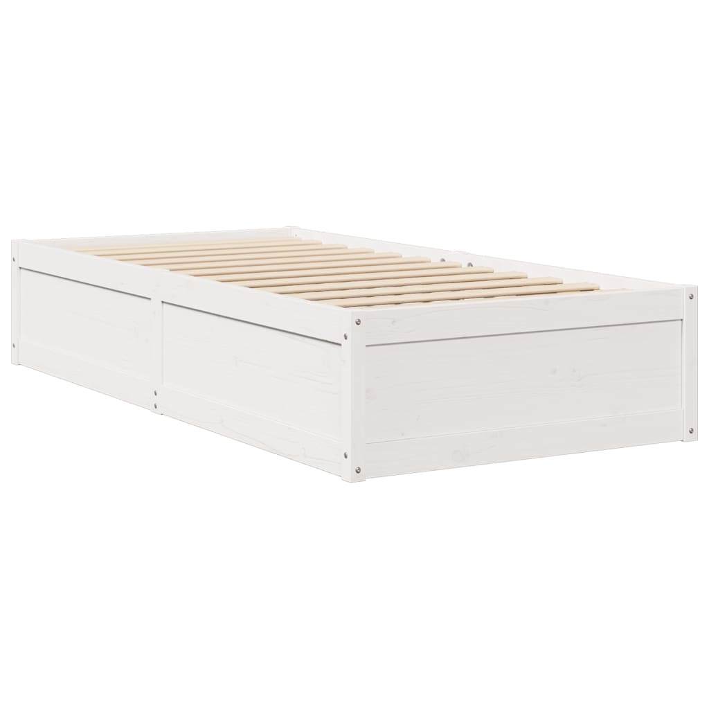 Lit avec matelas blanc 90x190 cm bois massif de pin