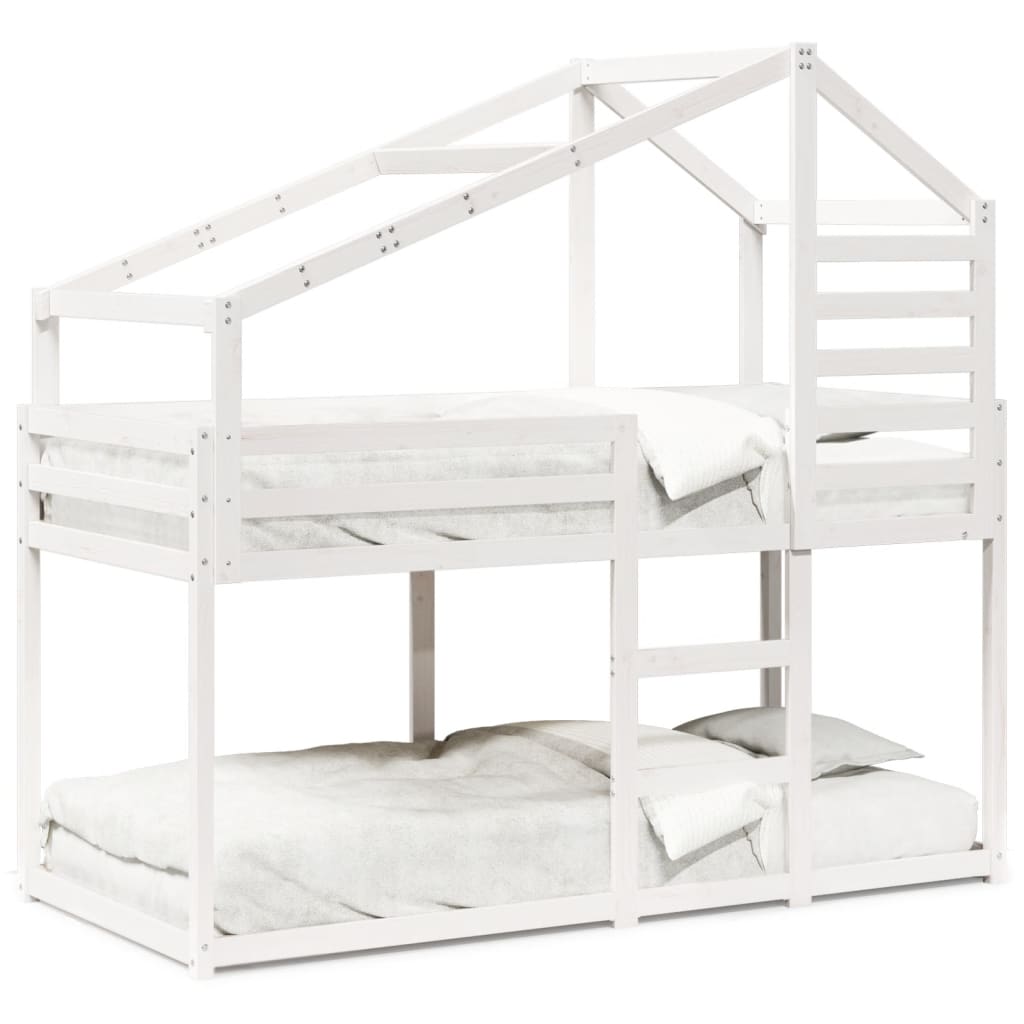 Lit superposé sans matelas blanc 80x200 cm bois de pin massif