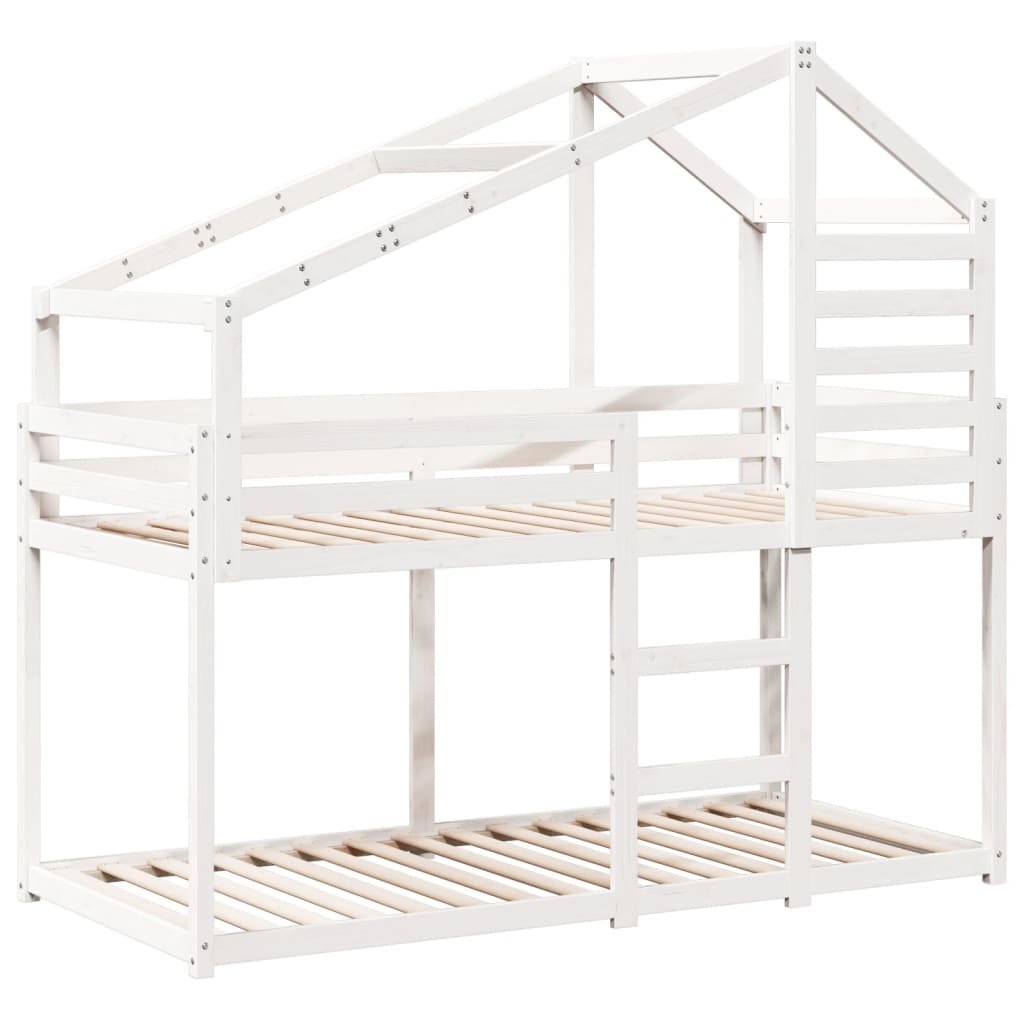 Lit superposé sans matelas blanc 80x200 cm bois de pin massif