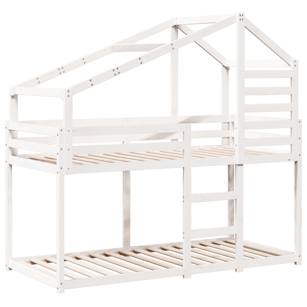 Lit superposé sans matelas blanc 90x200 cm bois de pin massif