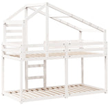 Lit superposé sans matelas blanc 90x200 cm bois de pin massif