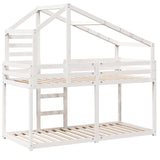 Lit superposé sans matelas blanc 90x200 cm bois de pin massif