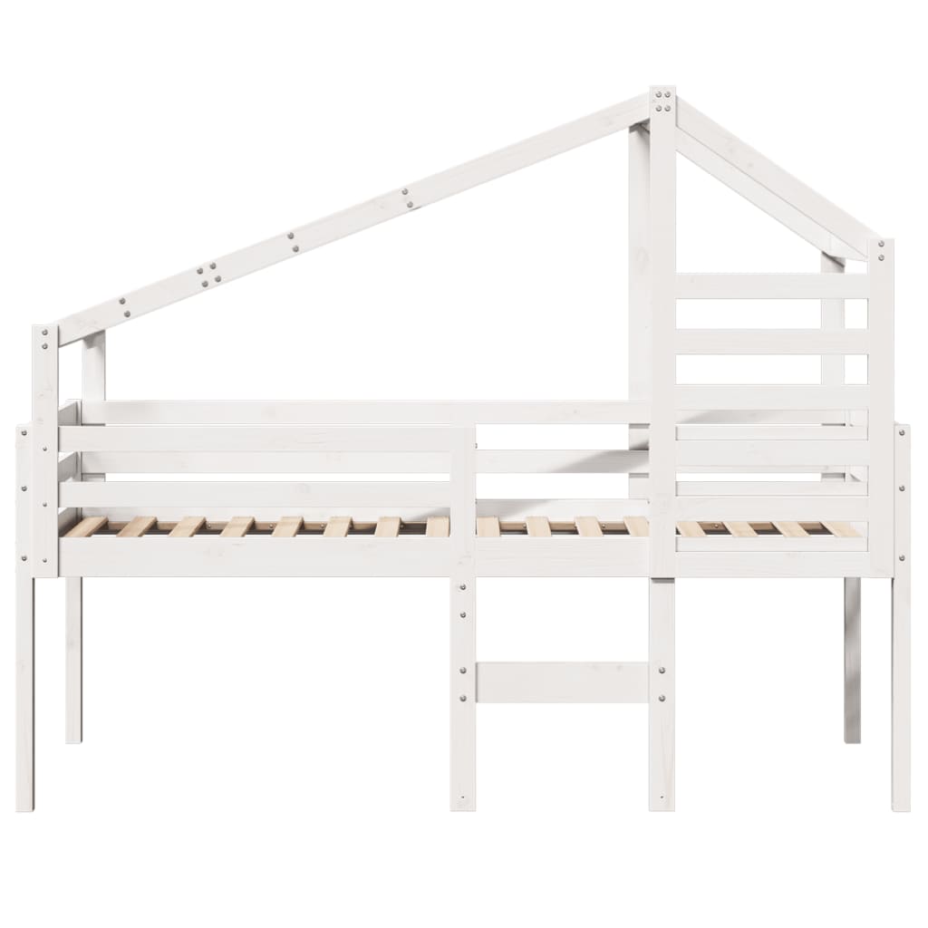 Lit haut sans matelas blanc 80x200 cm bois de pin massif