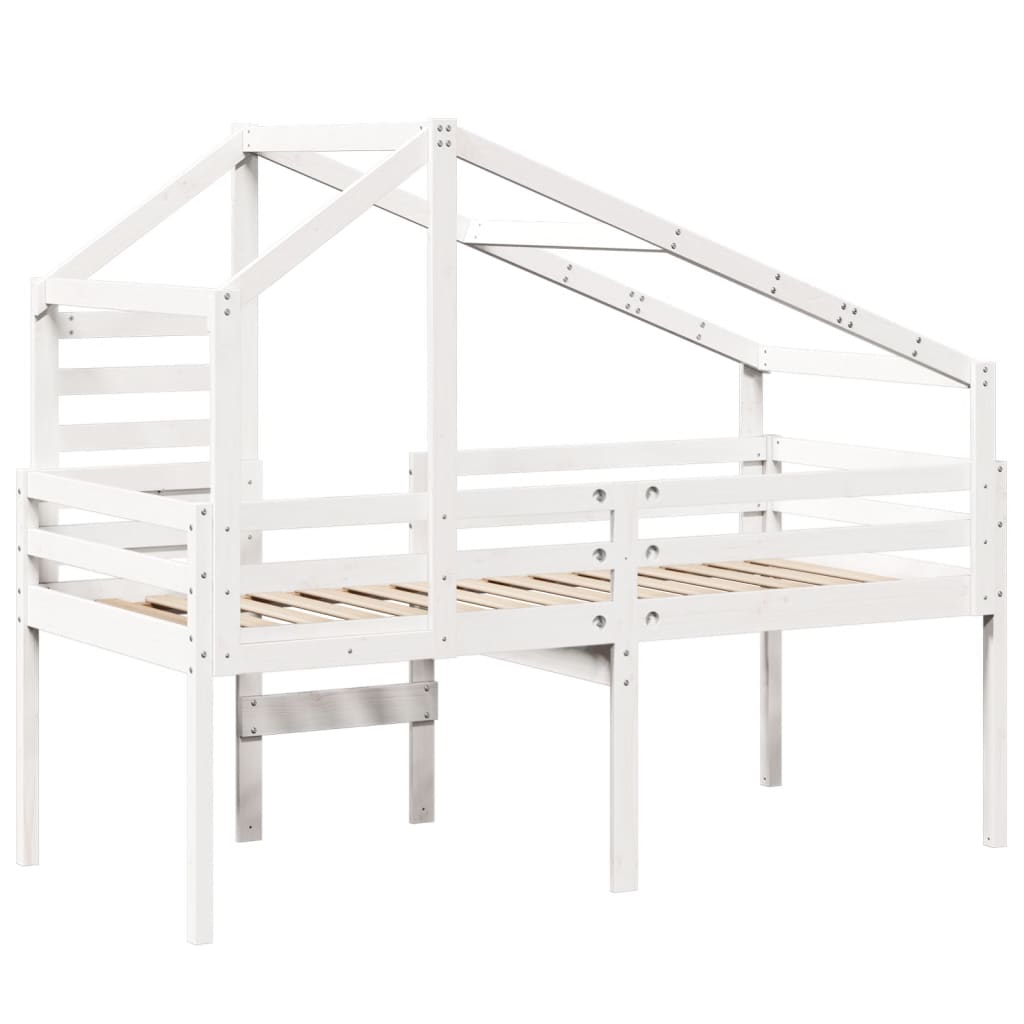 Lit haut sans matelas blanc 80x200 cm bois de pin massif