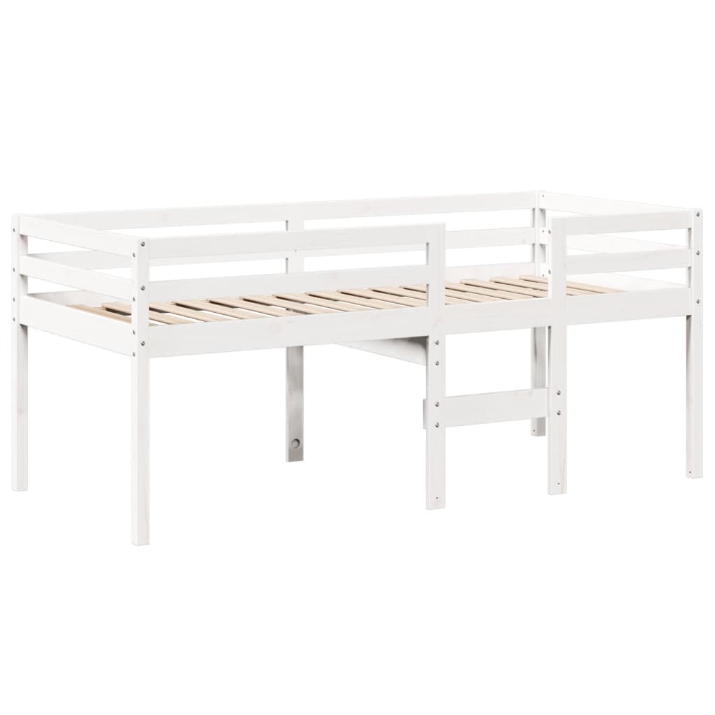 Lit haut sans matelas blanc 80x200 cm bois de pin massif