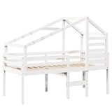 Lit haut sans matelas blanc 90x200 cm bois de pin massif