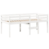 Lit haut sans matelas blanc 90x200 cm bois de pin massif