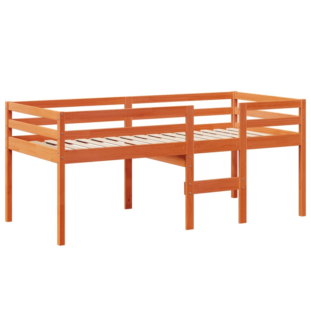 Lit haut sans matelas cire marron 90x190 cm bois de pin massif