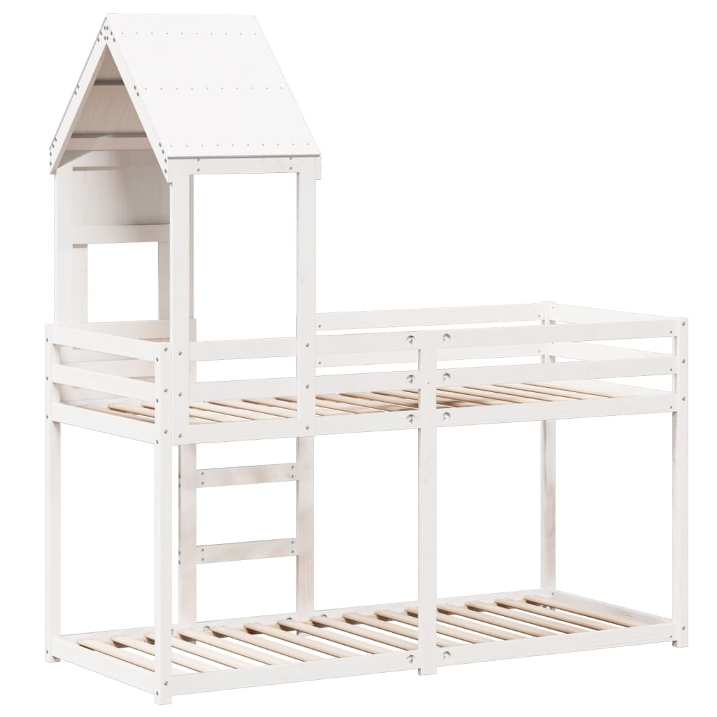 Lit superposé sans matelas blanc 90x190 cm bois de pin massif