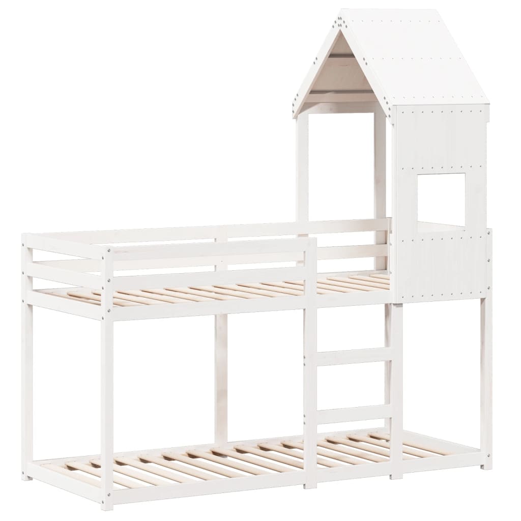 Lit superposé sans matelas blanc 75x190 cm bois de pin massif