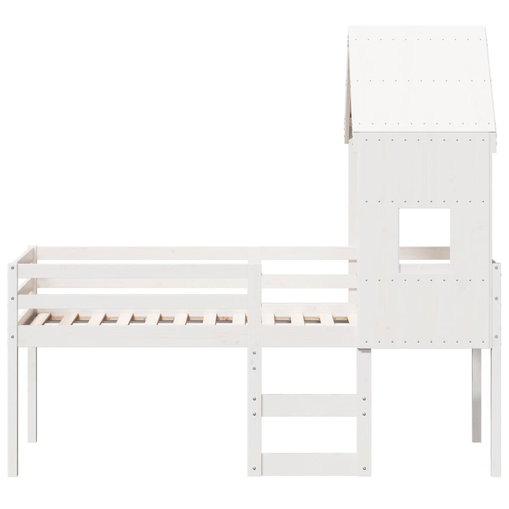 Lit haut sans matelas blanc 80x200 cm bois de pin massif