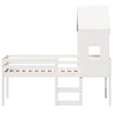 Lit haut sans matelas blanc 80x200 cm bois de pin massif