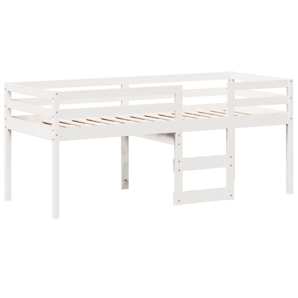 Lit haut sans matelas blanc 80x200 cm bois de pin massif