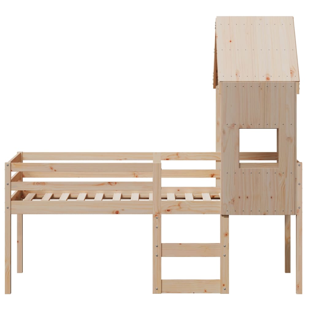 Lit haut sans matelas 90x190 cm bois de pin massif