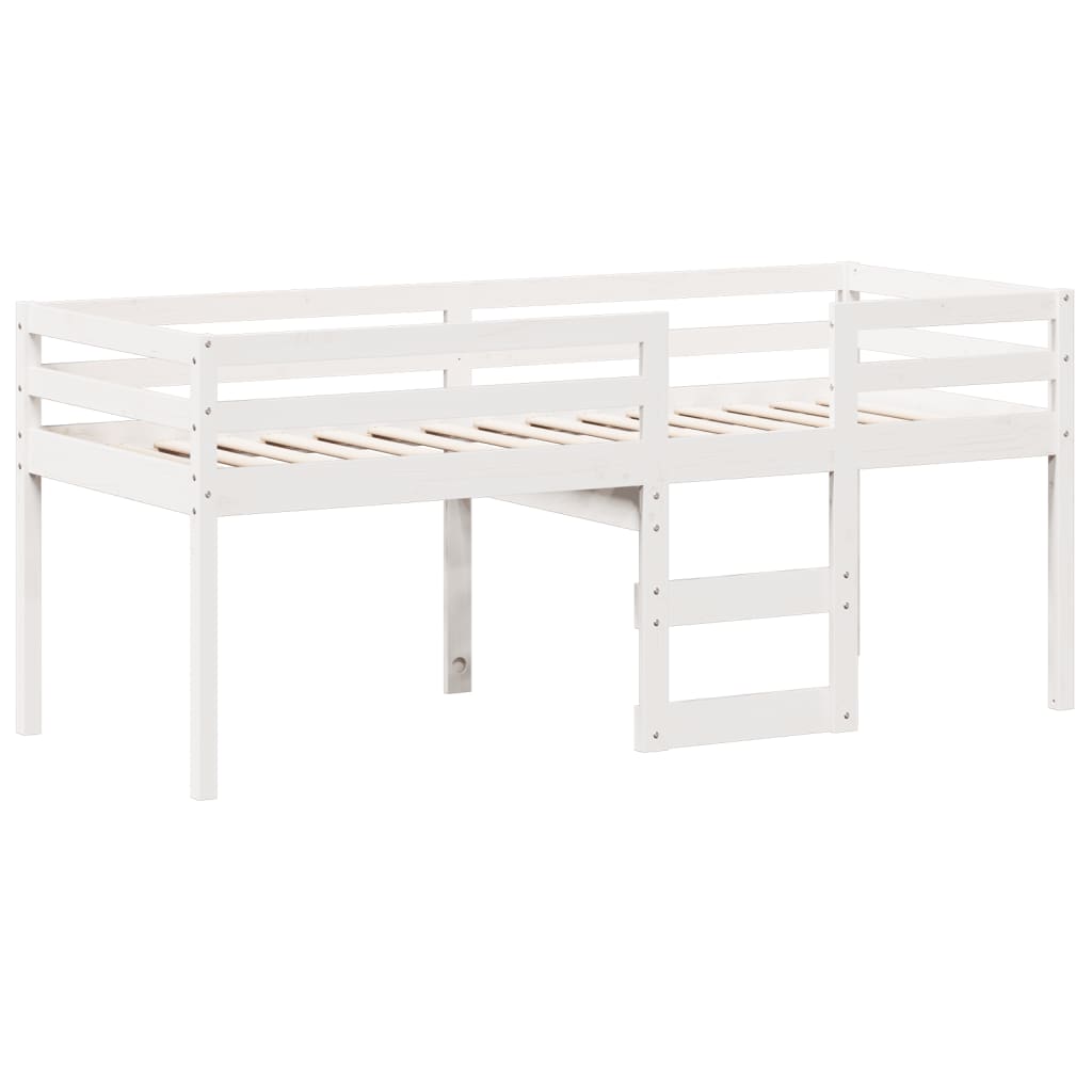 Lit haut sans matelas blanc 90x190 cm bois de pin massif